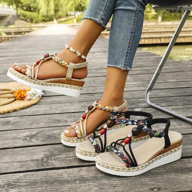 Nowe Damskie Sandały na Palce Dużych Rozmiarów, Obcasy na Platformie, Buty Plażowe, Klapki