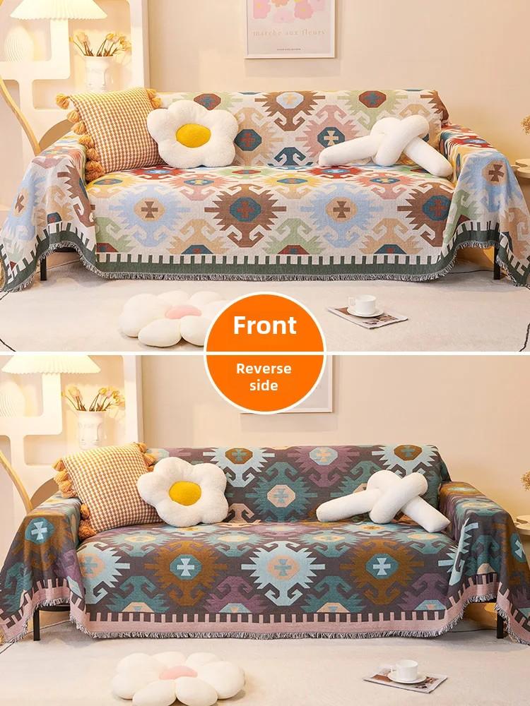 Bohemian Style Full Cover Sofa Cover For Rental Properties Four Seasons Sofa Cushion Wave Pattern Fabric