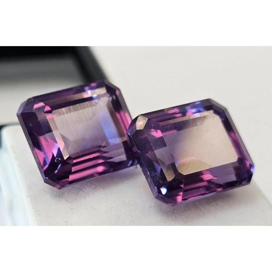 Emerald Cut Natural Color Changing Alexandrite 12-13 Ct Pair Stunning Gemstone