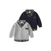 Kids False Two-Piece Sweaters Spring and Autumn K-style Boys' Shirt Patchwork Clothes Baby Boys' Lapel Gingham Shirt