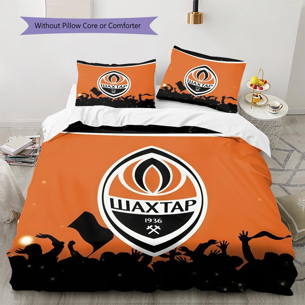 Shakhtar Donetsk FC Pattern Bedding Home Decoration Birthday Gift (1 * duvet cover + 2 * pillowcase, without core)