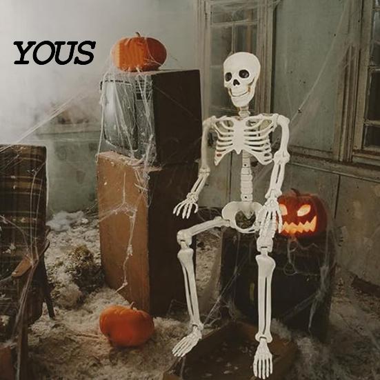 Sturdy Skeleton Figure for Garden Landscaping Halloween Decoration, 3Ft Life Size Full Body Human Bone, Realistic Posable Plastic Yard Decor