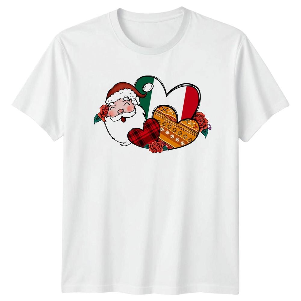 Santa Claus Hearts Christmas Holidays Unisexs TShirt Unisexs Tee Mexican Graphic S