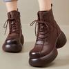 Retro soft leather platform single boots women's 2025 autumn and winter new short fashion boots British Martin boots thick heel women's boots