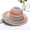 Fisherman Hat Female Summer Foldable Sun Hat Rainbow Striped Cloth Colorful Sunscreen Woman Beach Holiday Idyllic Casual Cap