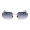 New Rimless Polygon Sunglasses Fashion Women Vintage Gradient Ocean Lenses Shades Trendy Luxury Brand Design Chic Sun Glasses