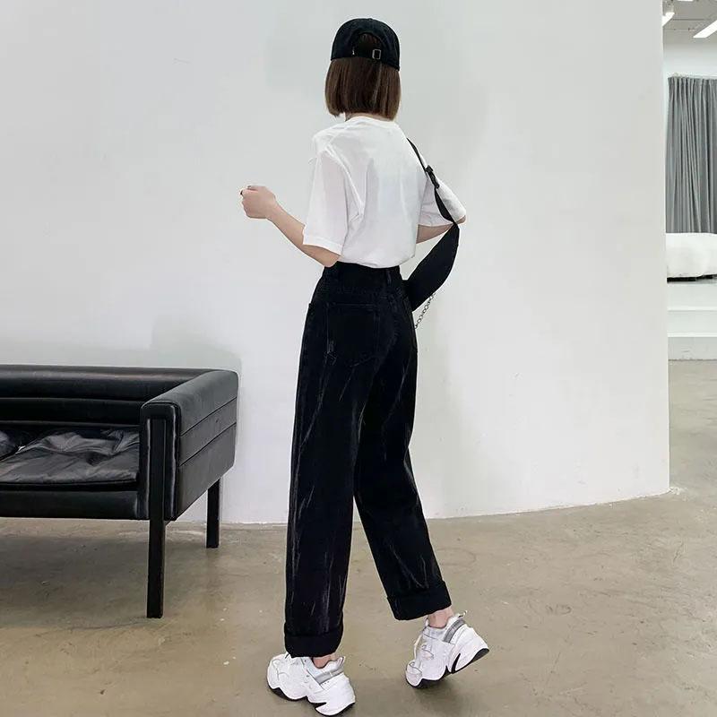 Blugi skinny cu talie înaltă Pantaloni largi, drepți, cu picioare largi, ocazional pentru femei