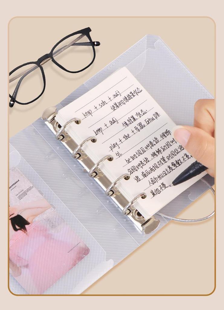 M5 Transparent Twill Loose-Leaf Binder Diary with Removable Five-Hole Strap