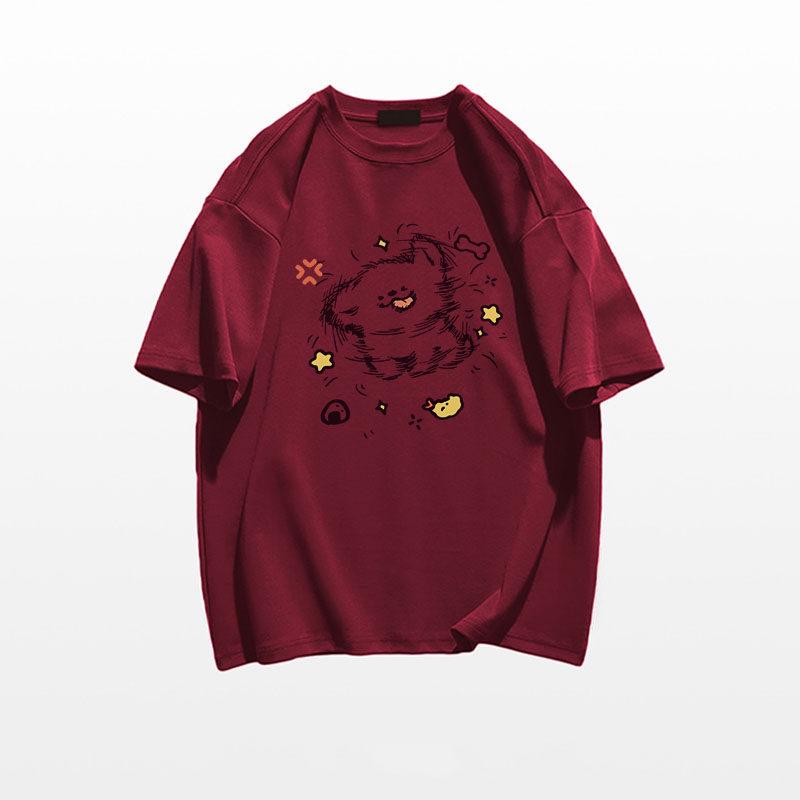 Women's Plus Size Cartoon Puppy Cotton Half-Sleeve T-Shirt