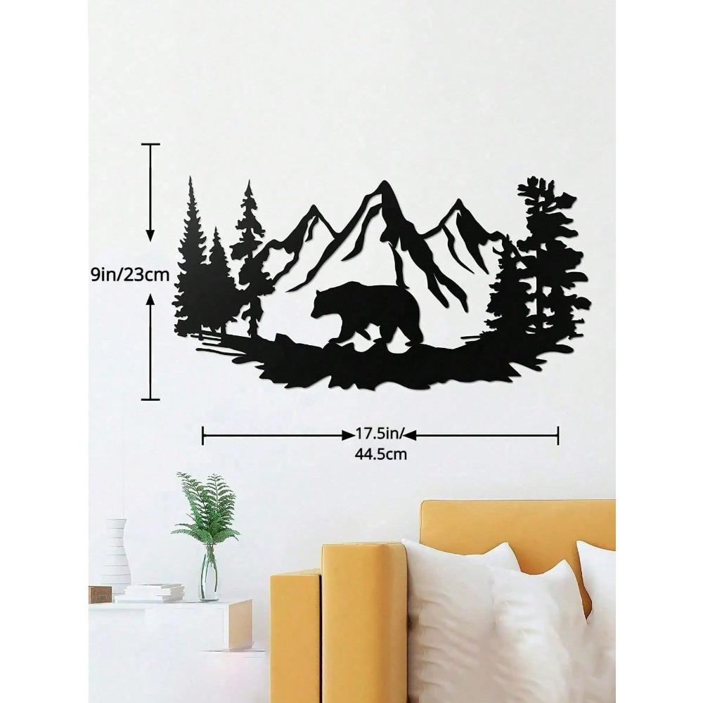 

Hand-Forged Iron Bear Wall Art, Christmas Silhouette with Pine Motif, Durable Home Decor for Holidays TY2297 разноцветный