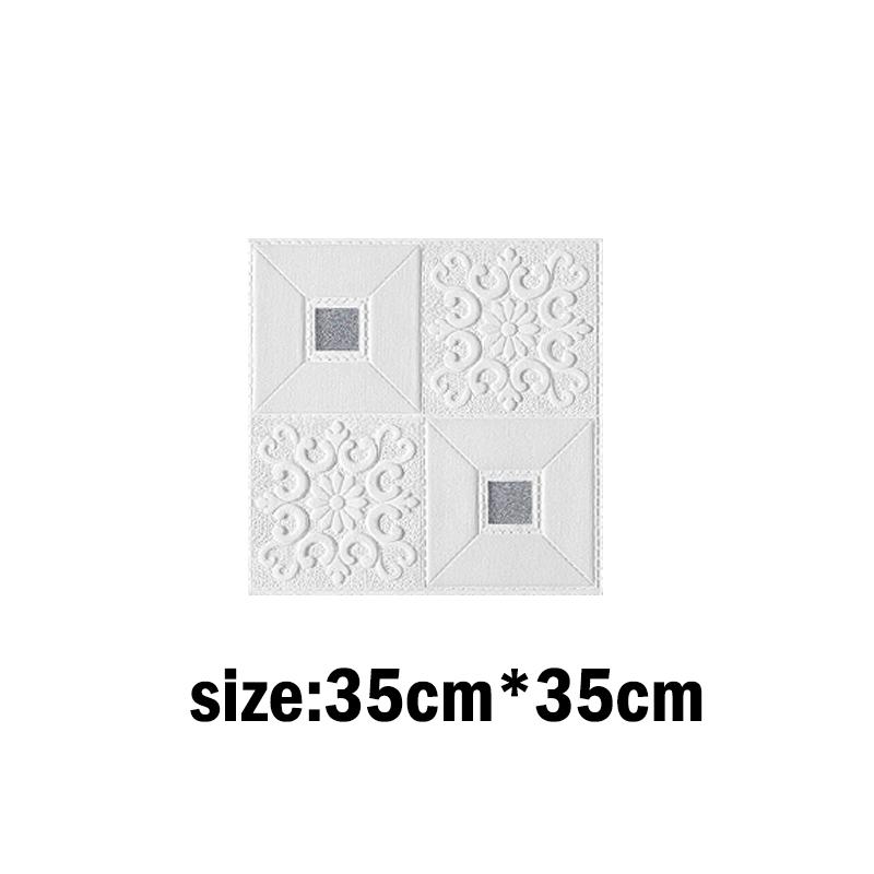Waterproof and Moisture Proof 35x35cm 3D Tile Brick Wall Sticker Self-Adhesive Foam Board Wallpaper Bedroom Room Home Decoration