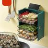 Kitchen Side Dishes Punch Free Foldable PET 6 Layers Wall Mounted Organization Rack Cooking Plates Storage Shelf Light