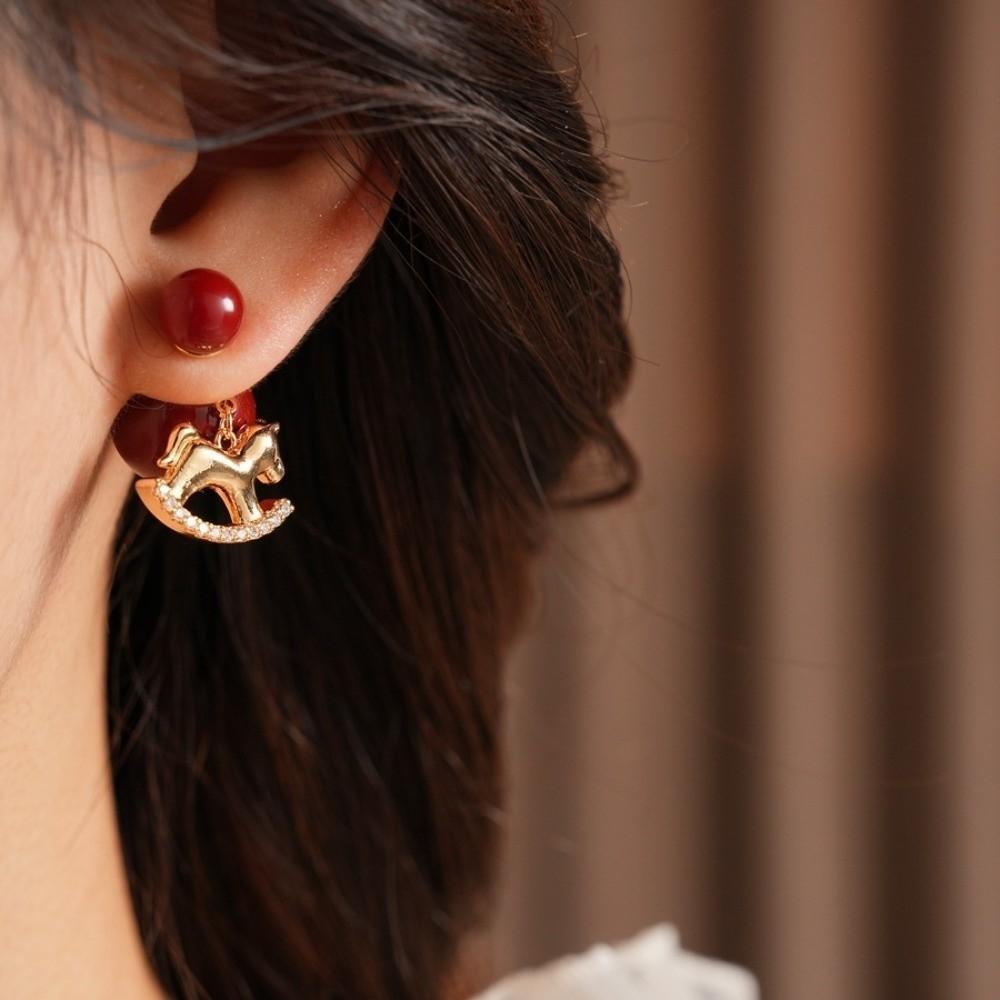 Chinese Horse New Year Zodiac Horse Earrings Fashion Jewelry Drop Earrings New Year Gift