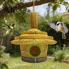 Maison d'oiseaux Hutte Toit de chaume Rustique, Nid Suspendu Décoratif en Résine Résistant aux intempéries pour Abri de Jardin Décoration de Jardin Extérieur Cadeau pour Amateurs d'observation