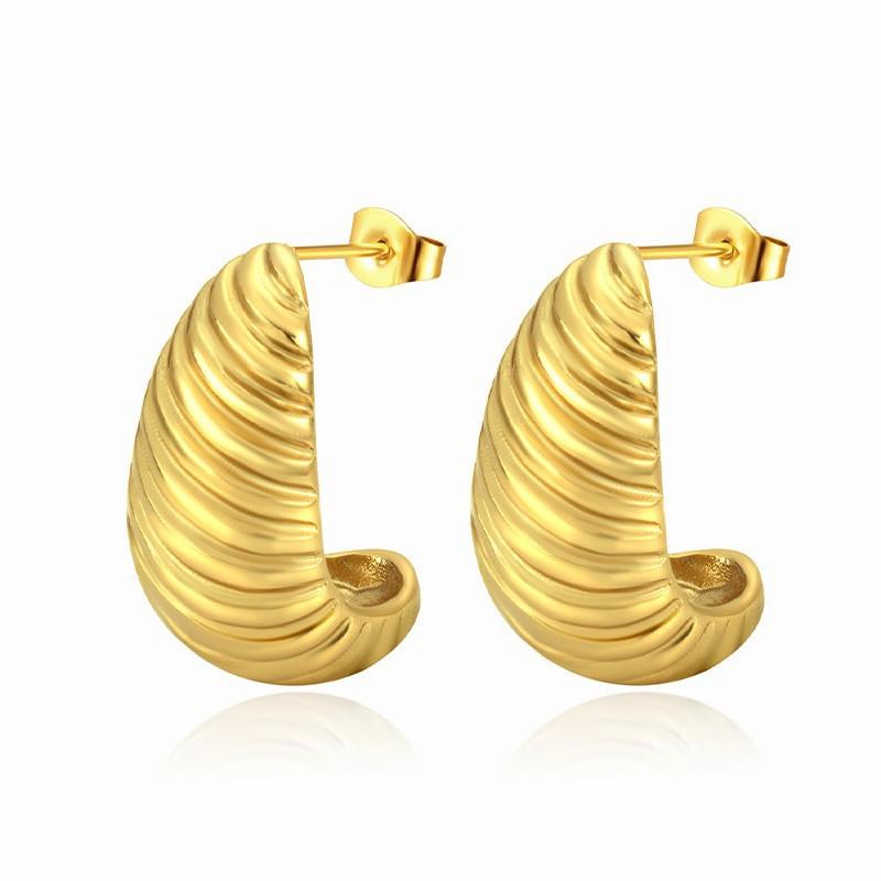 Direct supply geometric stainless steel earrings, women's trend high-end retro earrings, versatile plated 18K earrings