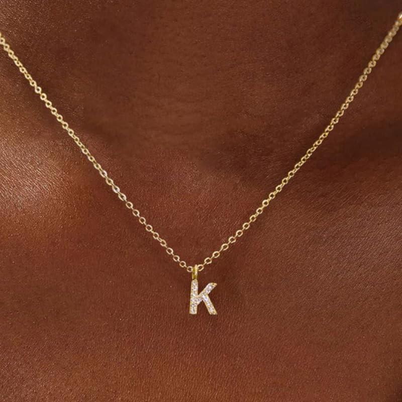 14k Gold-Plated Rhinestone Letter Necklace - Personalized Clavicle Chain Fashion Gift