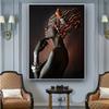 African Woman Art Black And Gold Portrait Canvas Paintings Poster Print Wall Art Picture Home Decor For Living Room Frameless