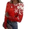 Women's  And Winter Slim Bottom T-shirt Fashion Casual Christmas Printed Round Neck Pullover Long Sleeve Top