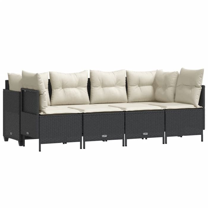 VidaXL Salon de jardin 5 pcs avec coussins noir résine tressée, ensemble de canapés d'extérieur, salon de jardin, ensemble 3261521