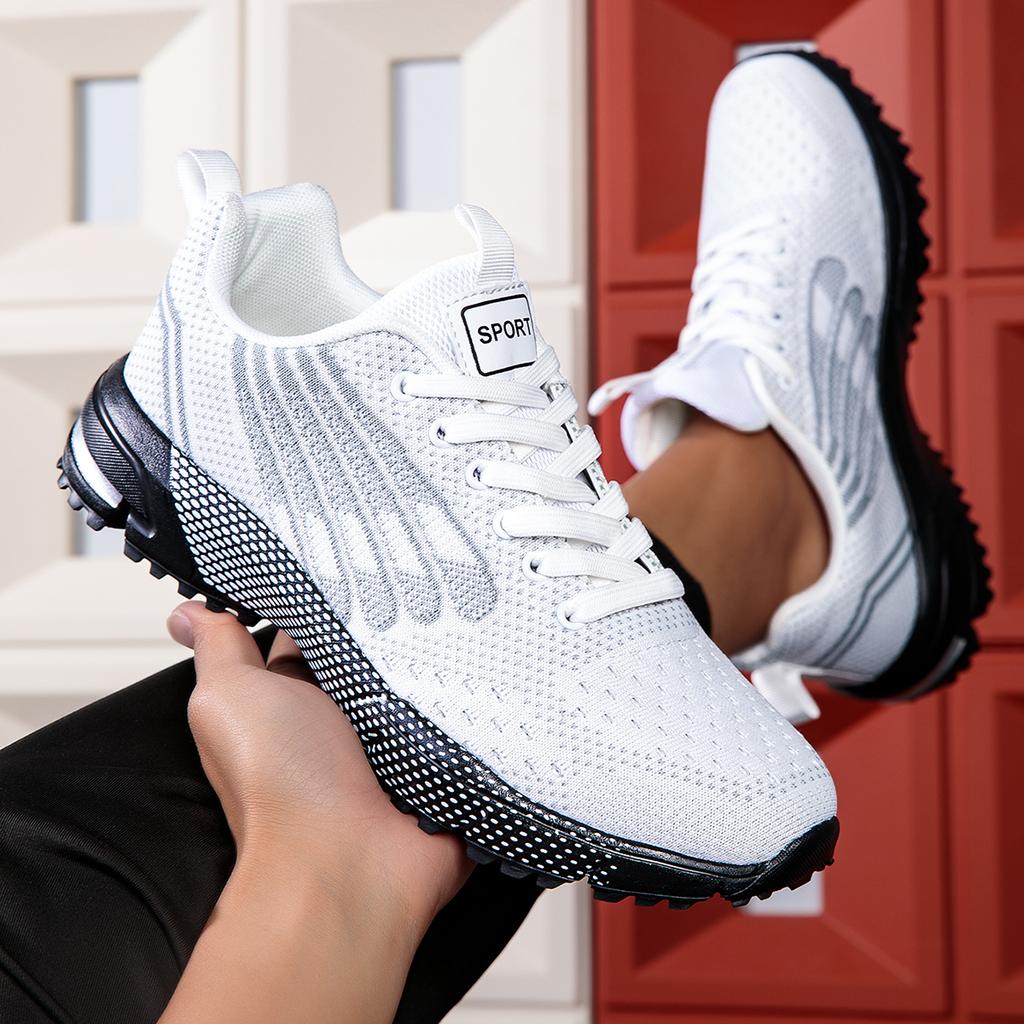 Men's Fashionable Running Casual Shoes Breathable Sports Shoe White Lace Up Skateboard Walking Shoes 2025 Outdoor Hiking Shoes