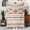 Geometric Patterned Blanket Soft Cozy Throw Warm Large Size Brown White Design Perfect for Bed Sofa Living Room Home Decor Uniqu
