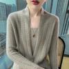 Women's High-End Pure Wool Scarf Collar Cardigan - Solid Color Autumn Winter Fashion Sweater