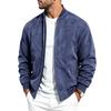 Men Faux Suede Bomber Jacket Zip‑Up Baseball Collar Casual Long Sleeve Outerwear Lightweight Fall Pilot Coat