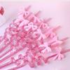 8pcs Colorful Sparkle Pink Bow Straws Durable Material Sparkle Straws Themed Events