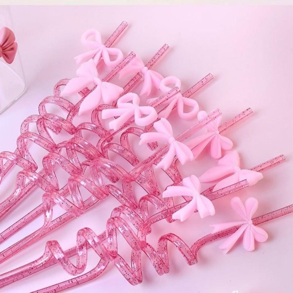 8pcs Shimmer Effect Glitter Spiral Straws Colorful Sparkle Sparkle Straws Themed Events