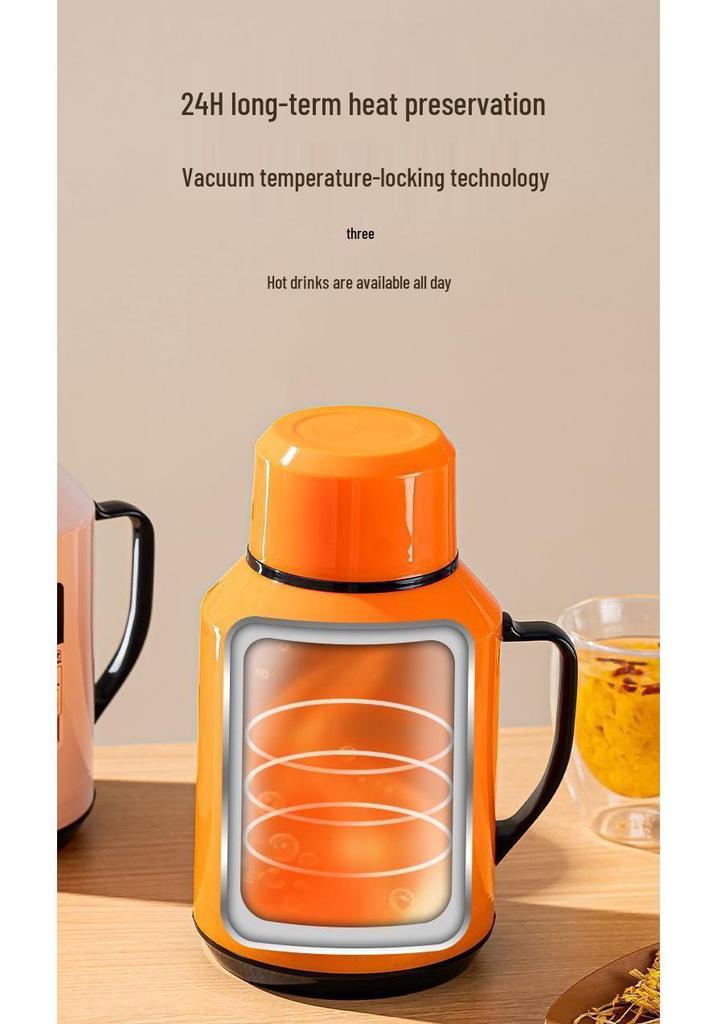 Large Capacity Insulated Water Bottle with Glass Liner - Great for Home or Dormitory Use, Warm Water Thermos
