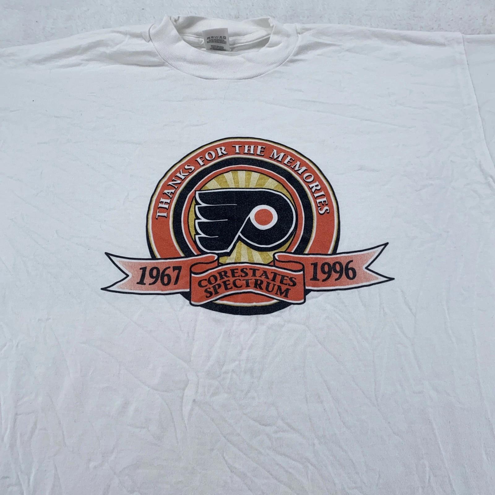 Vintage Philadelphia Flyers T-Shirt Mens L/XL NHL Hockey CoreStates Spectrum 90s S