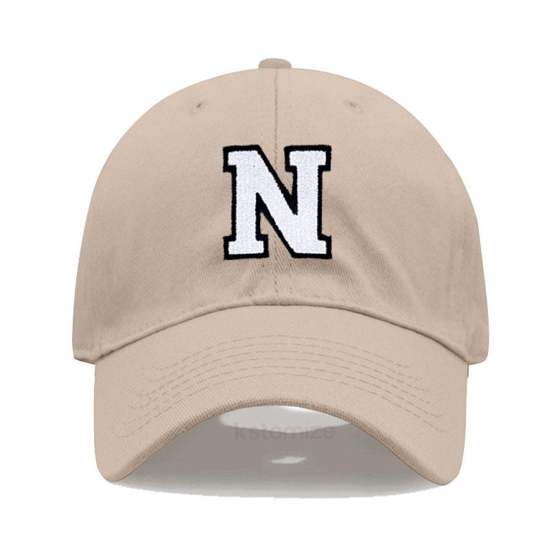 Initial Letter A-Z Embroidered Khaki Baseball Cap for Women Men Fashion Adjustable Soft Cotton Dad Hat Unisex Classic Golf Caps