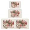 Christmas Kitchen Anti-slip Mat Carpet Flannel Doormat Two-piece Set