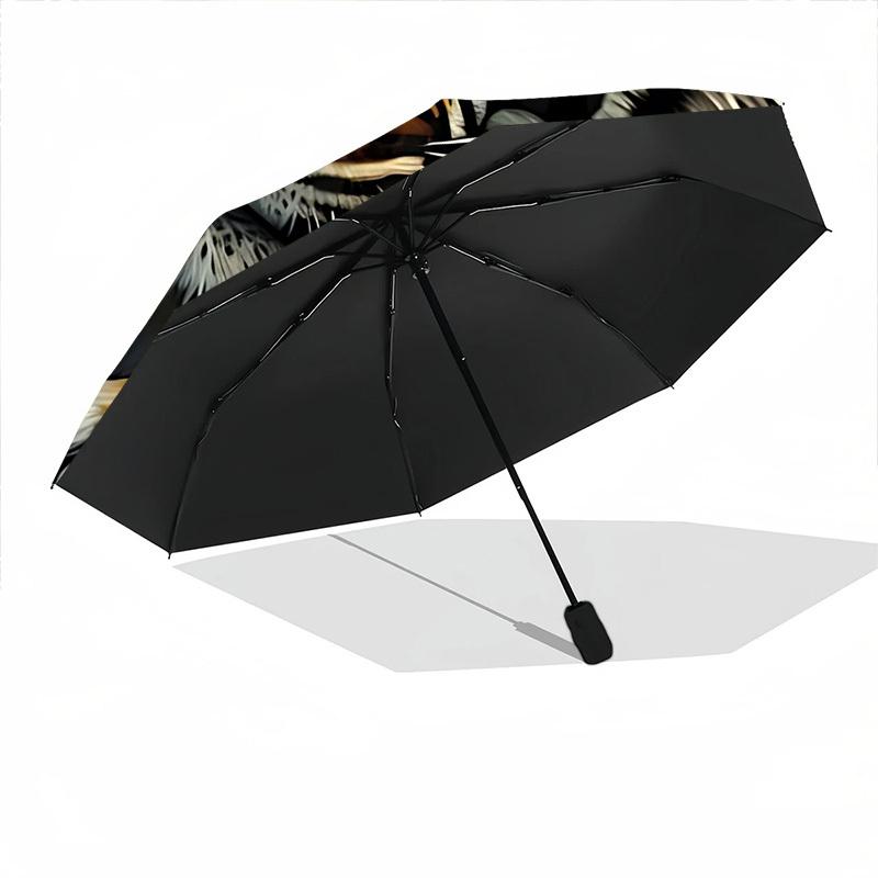 1pc Tiger Jungle Automatic Folding Umbrella, Sturdy And Durable Automatic Folding Umbrella with 8 Ribs, Convenient for Outdoor Use191