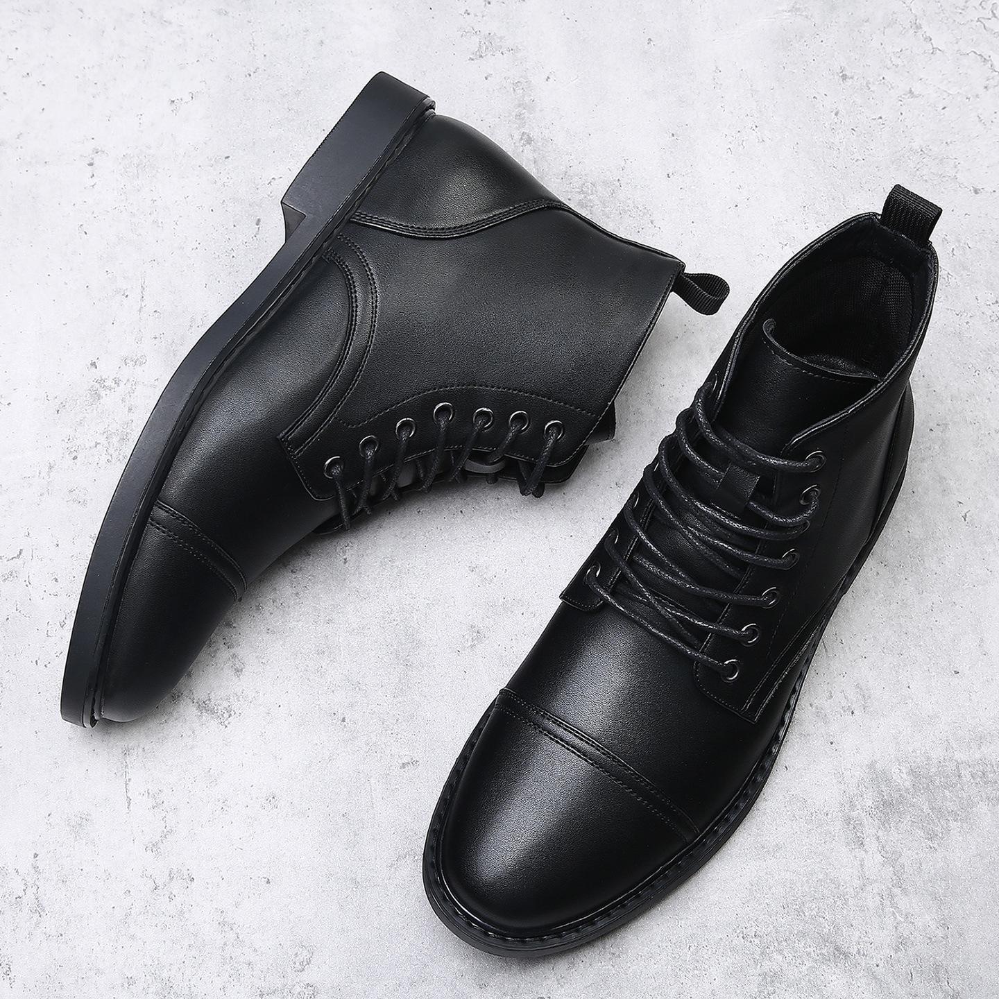 

Черные высокие кожаные ботинки на шнуровке для мужчин Ретро Британский стиль Большой размер Ботильоны Мужские Новые Дизайнерские Осенние Зимние Теплые Ботинки Мужские 38