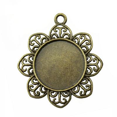 Zubehörteile Passen Runde 25Mm Glas-Cabochon-Basis Fassung Tablett Lünette Vintage Schmuckzubehör ZA020