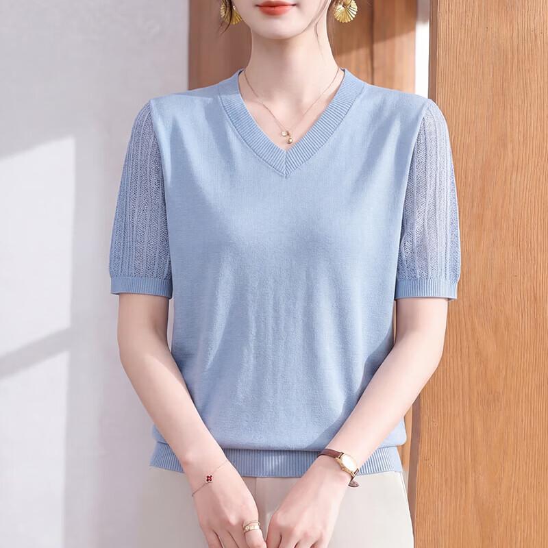 Xue Xi 2026 Middle-Aged Women s Ice Silk Knit Top XL