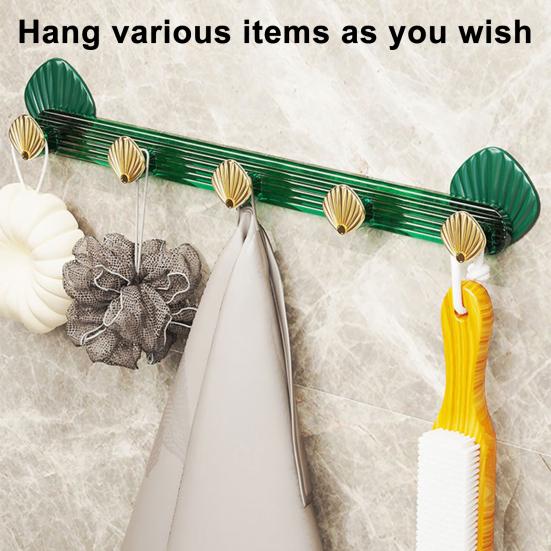 Haczyk na płaszcze montowany na ścianie Design muszli Samoprzylepne haczyki ścienne Dekoracyjne 5 haczyków Wieszak do przedpokoju na płaszcze ręczniki kapelusze torby Użycie w łazience kuchni