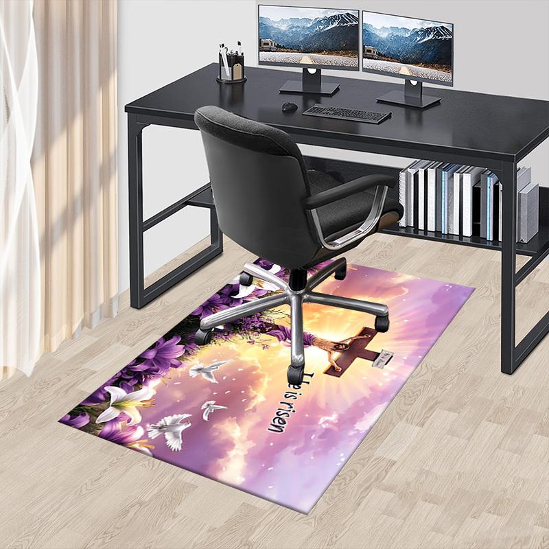 

Easter He is risen Crystal Velvet chair mat Area Rug - Non-Slip, Floor Mat, Office Desk Chair Rugs, Bedroom Decor.Christmas Gift-1106018 60cm by 90cm