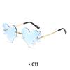 Fashion Rimless Sunglasses Flame Unique Big Love Heart Eyewear Luxury Brand Designer Vintage Sun Glasses Shades UV400 Eyewear