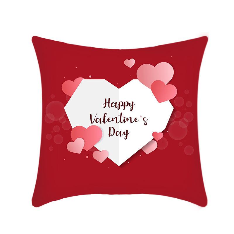 New Valentine's Day Pillow Linen Short Plush Car Pillow Red Love Pillow Cover Bed Cushion