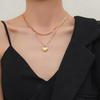 European and American Stainless steel Double-layer Gold Color Heart Pendant Neckchain For Women 2026 Fashion Jewelry Accessories