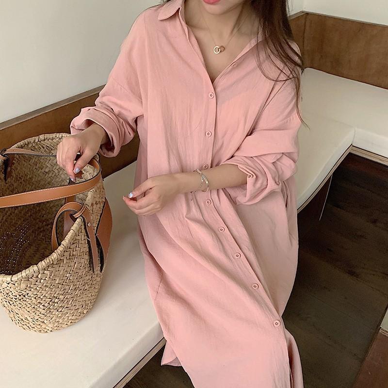 Women's Cotton And Linen Sunscreen White Shirt Can Be Worn Outside Summer New Style All-match Loose Casual Blouse Mid-length Shirt Skirt