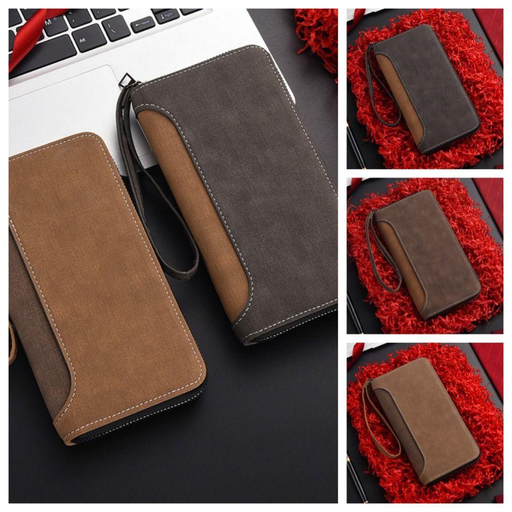 Zipper Business Clutch Bag Leather Men Card Holder Fashion Long PU Wallet  Unisex