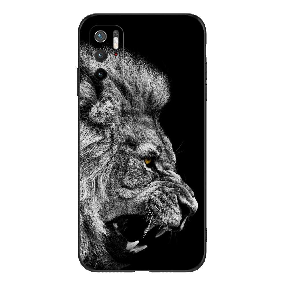 For Poco M3 Pro 5G Case 6.5" Xiaomi Redmi Note 10 5G Phone Back Cover Bumper POCOPHONE Black Tpu Case Lion Wolf Tiger Dragon