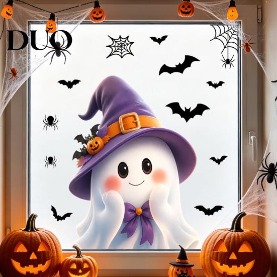Seasonal Party Supplies Halloween Ghost Glass Sticker, Cartoon Static Window Cling for Accessories Parties, Waterproof Decoration Decal