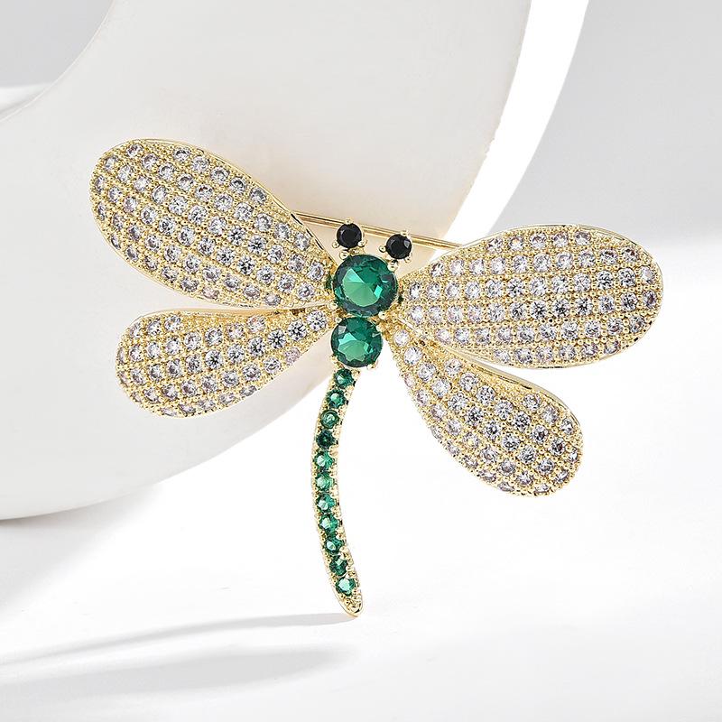 Korean Style Elegant Dragonfly Brooch - High-End Luxury Corsage Pin Accessory