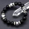 [Ishiki] Amulet Natural Stone Pair Bracelet Onyx 12mm Four Divine Beasts Crystal 10mm Four Divine Beasts 2-piece set with Paulownia wood box [b181]