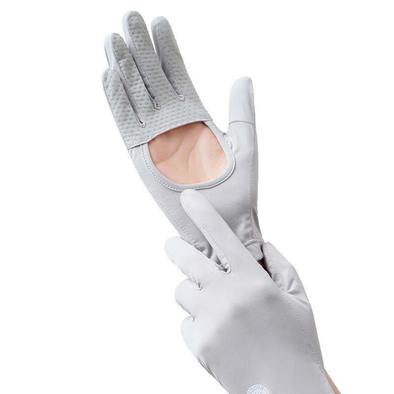 Sunscreen Gloves Women's Ice Silk Summer UV Protection Outdoor Thin Cycling Driving Non-slip Palm Hollow Gloves