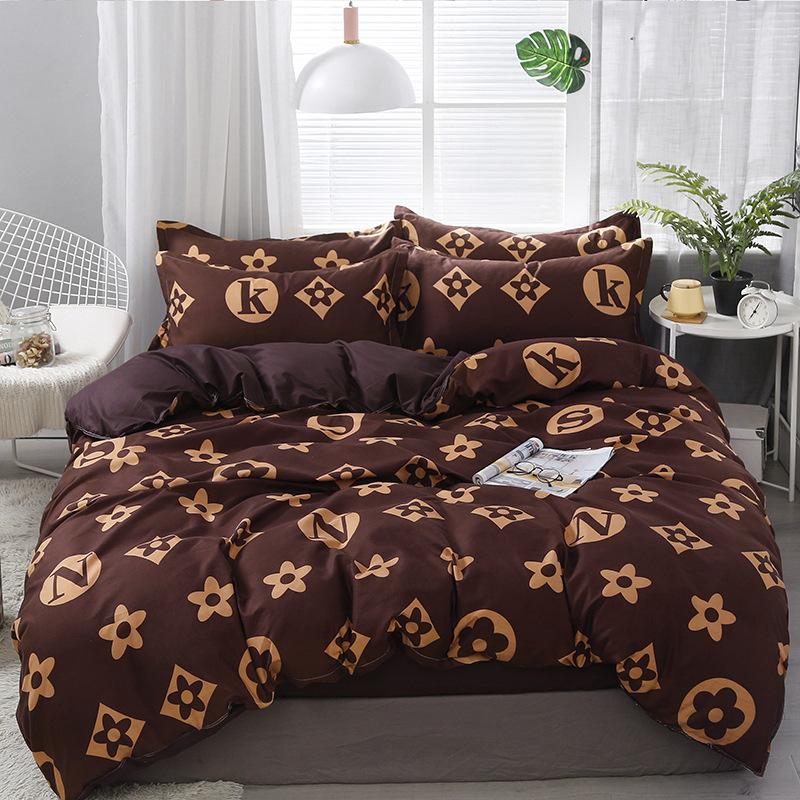 Simple and Elegant Skin-Friendly Aloe Vera Cotton Four-Piece Bedding Set Student Dormitory Three-Piece Set Double Bed Linen